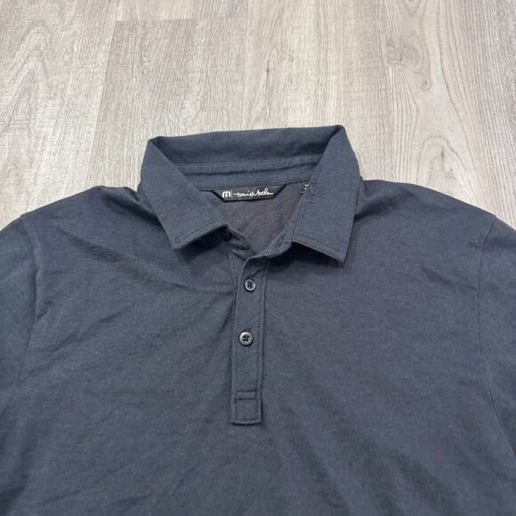 Travis Mathew Polo Shirt Men's Medium Black Solid Golf Golfing Pima Cotton - Picture 3 of 10
